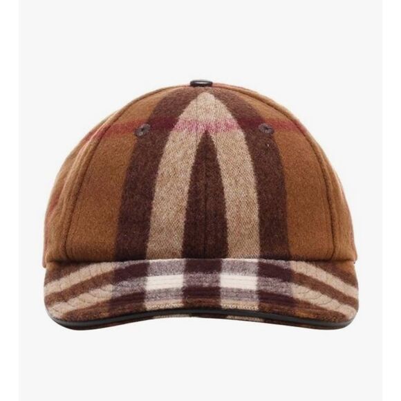 NWT BURBERRY House Check Wool Ball Cap Brown - Picture 1 of 10